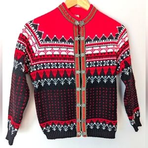 VTG Dralon Knitting Mill Women Sz 40 Icelandic Cardigan Sweater with Metal Clasp